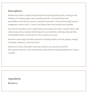 Description Blueberry