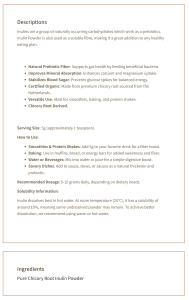 Description Inulin powder