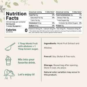 Nutrition Allulose with Monk Fruit