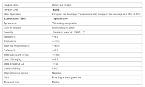 Specification Green Tea Extract