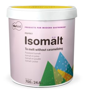 Isomalt is a white, crystalline substance containing about 5% water(free & crystal). It can be made in a wide range of particle sizes – from granulate to powder – to suit any application Isomalt, as a natural and safe sugar replacer, has been widely used in as much as 1,800 products worldwide.